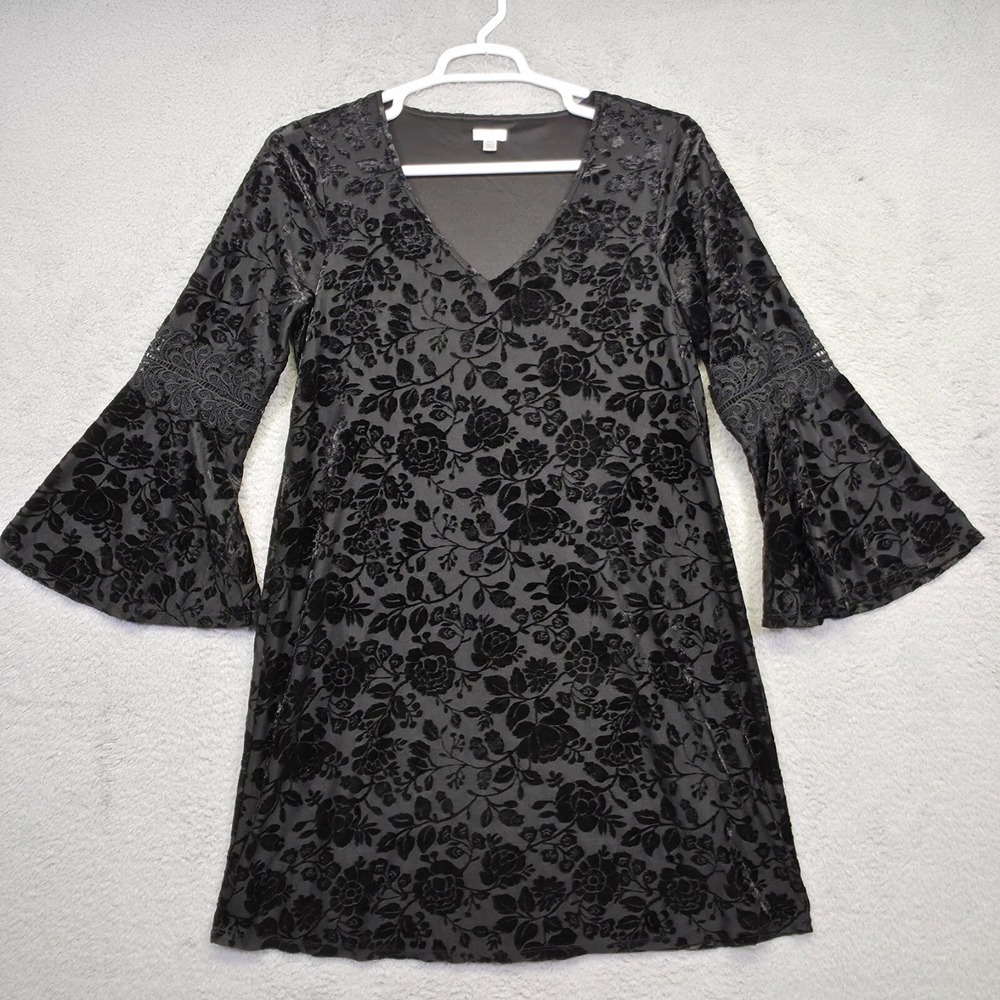Vintage Spense Dress Womens 12‎ Velvet Burnout Floral Whimsigoth Vamp Tunic Y2K